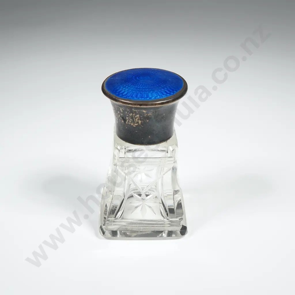 Sterling Silver & Enamel Topped Antique Bottle Image 1++
