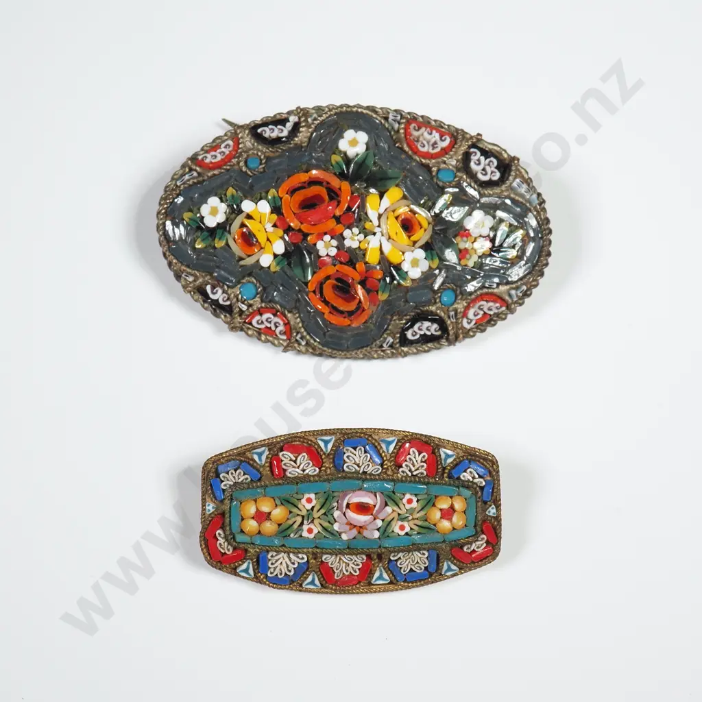 Two Vintage Mosaic Brooches Image 1++