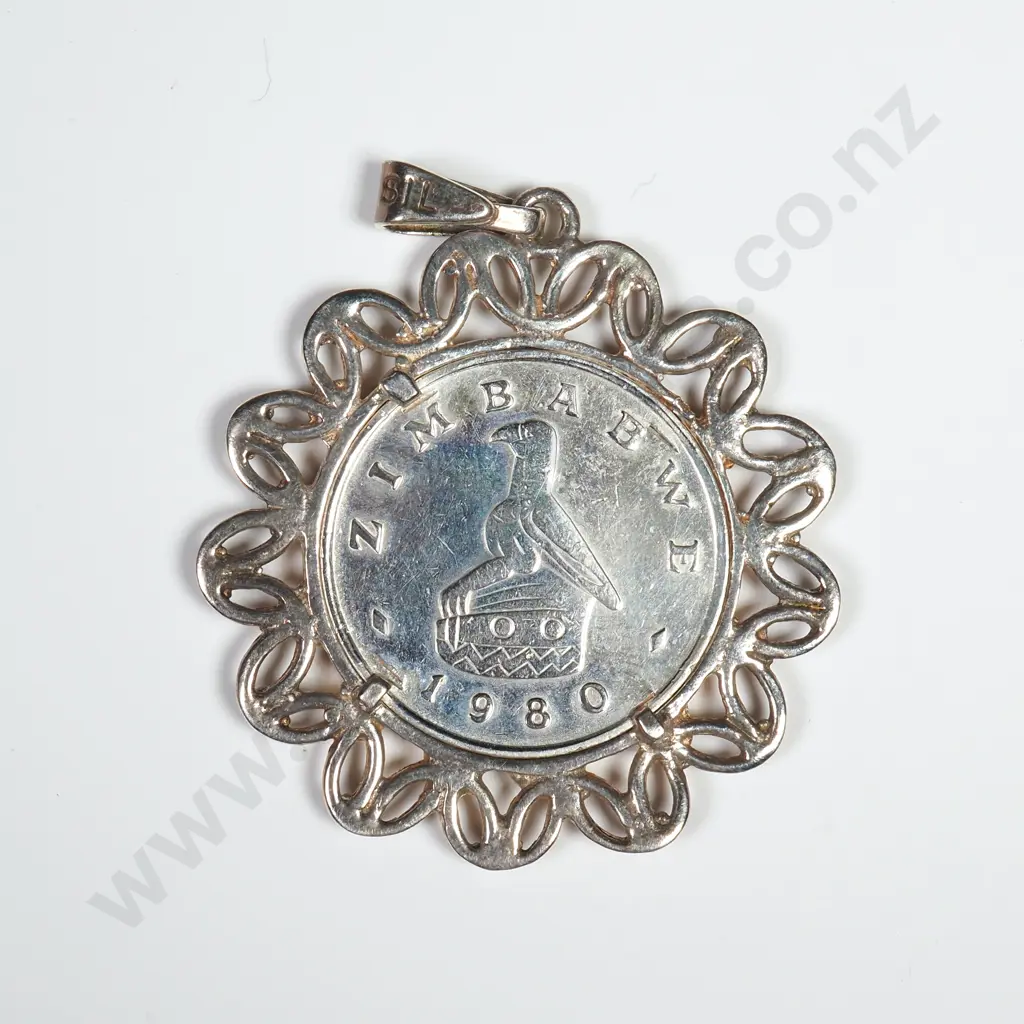 Sterling Silver Mounted Coin Pendant Image 1++