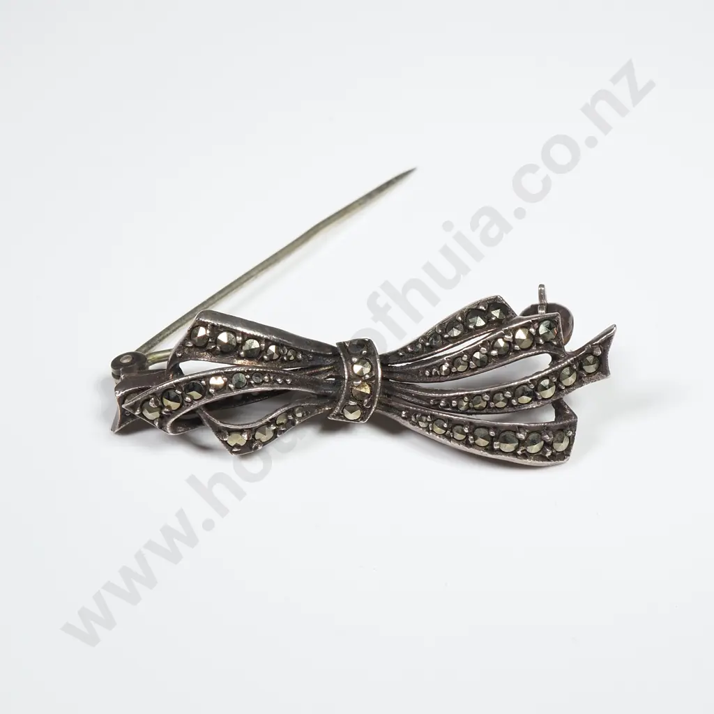 Sterling Silver Marcasite Brooch Image 1++