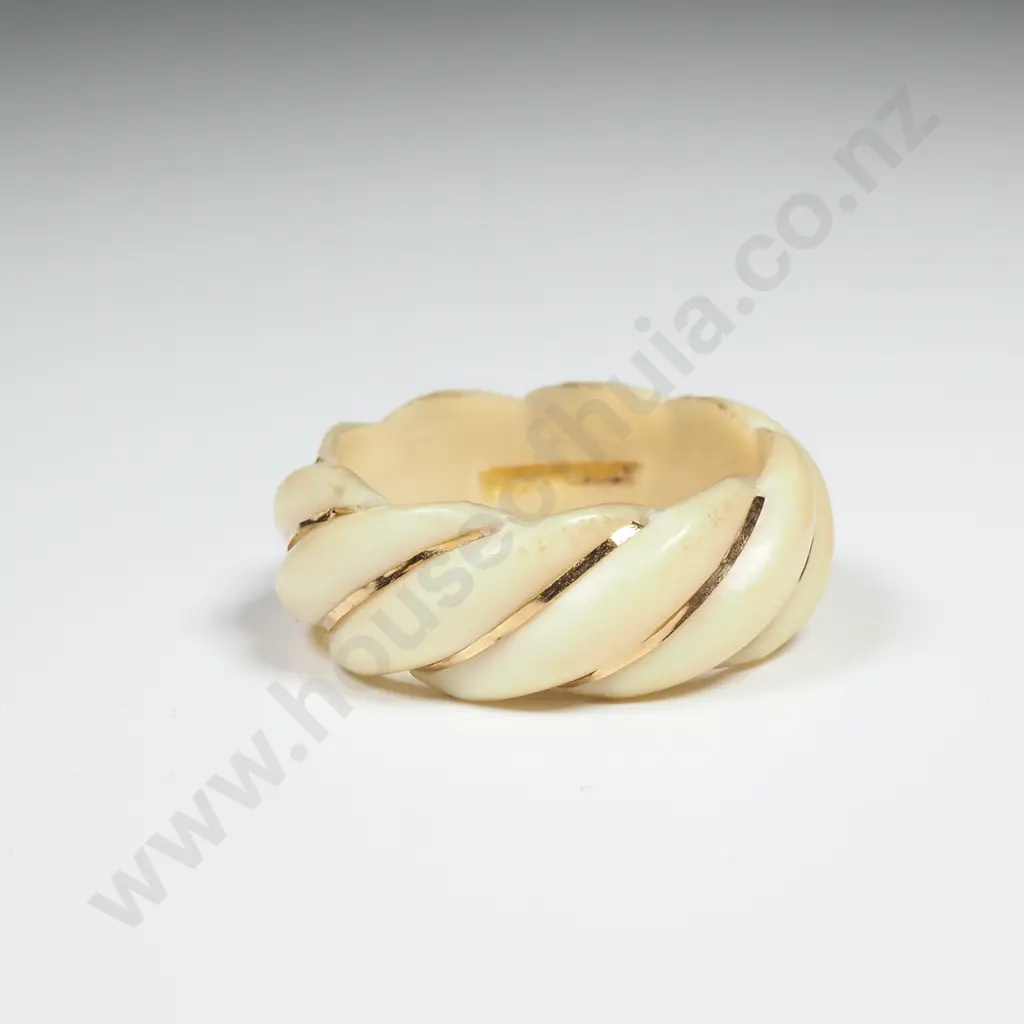 Gold Inset Ivory Ring Image 1++