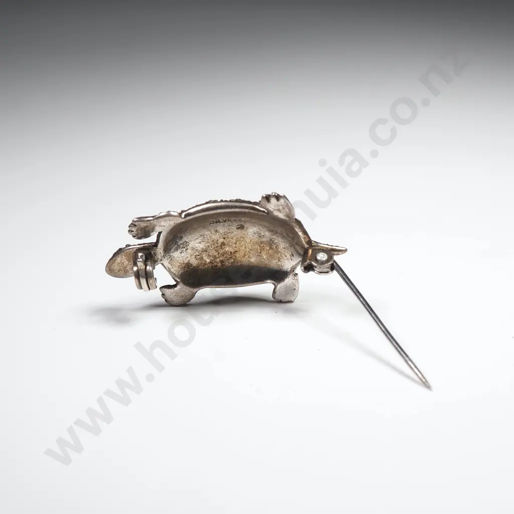 Sterling Silver Marcasite Turtle Brooch Image 1++