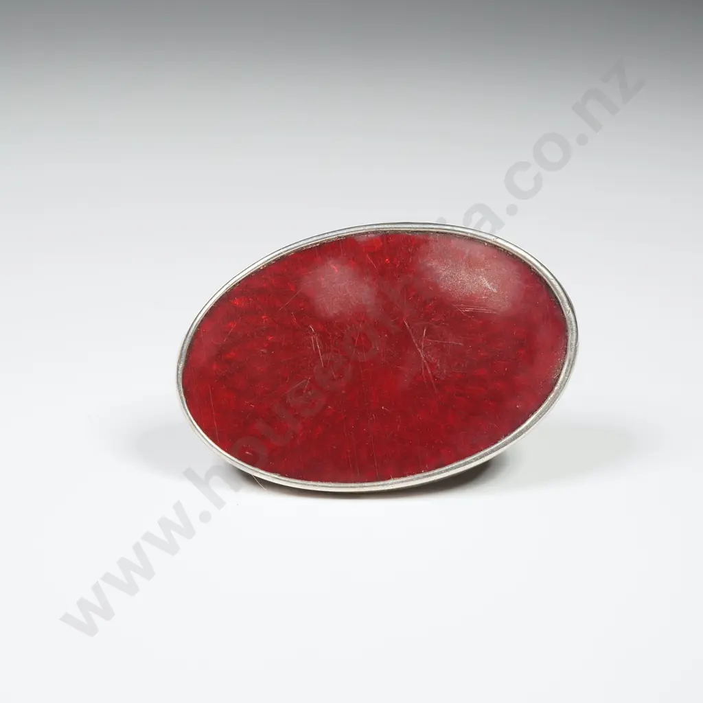 Sterling Silver Mounted Red Glass Brooch Image 1++