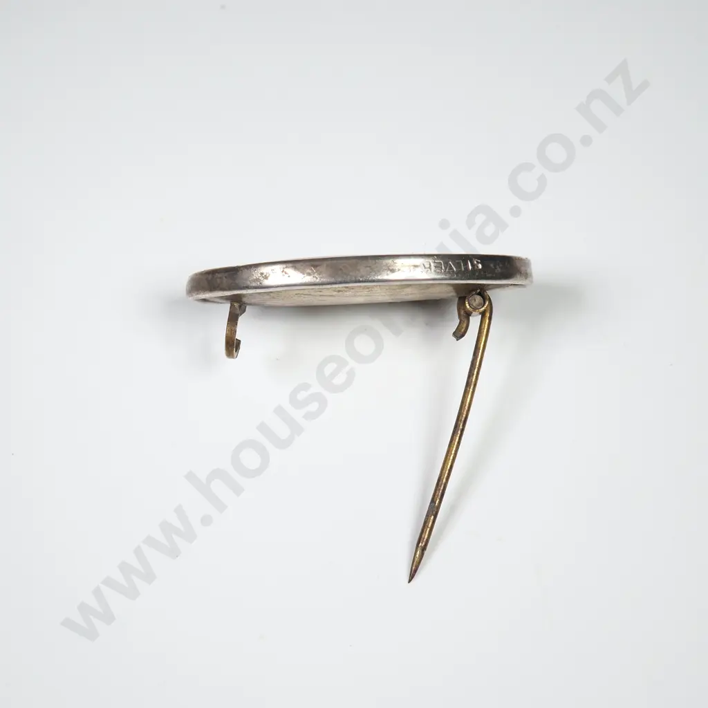 Sterling Silver Mounted Red Glass Brooch Image 1++
