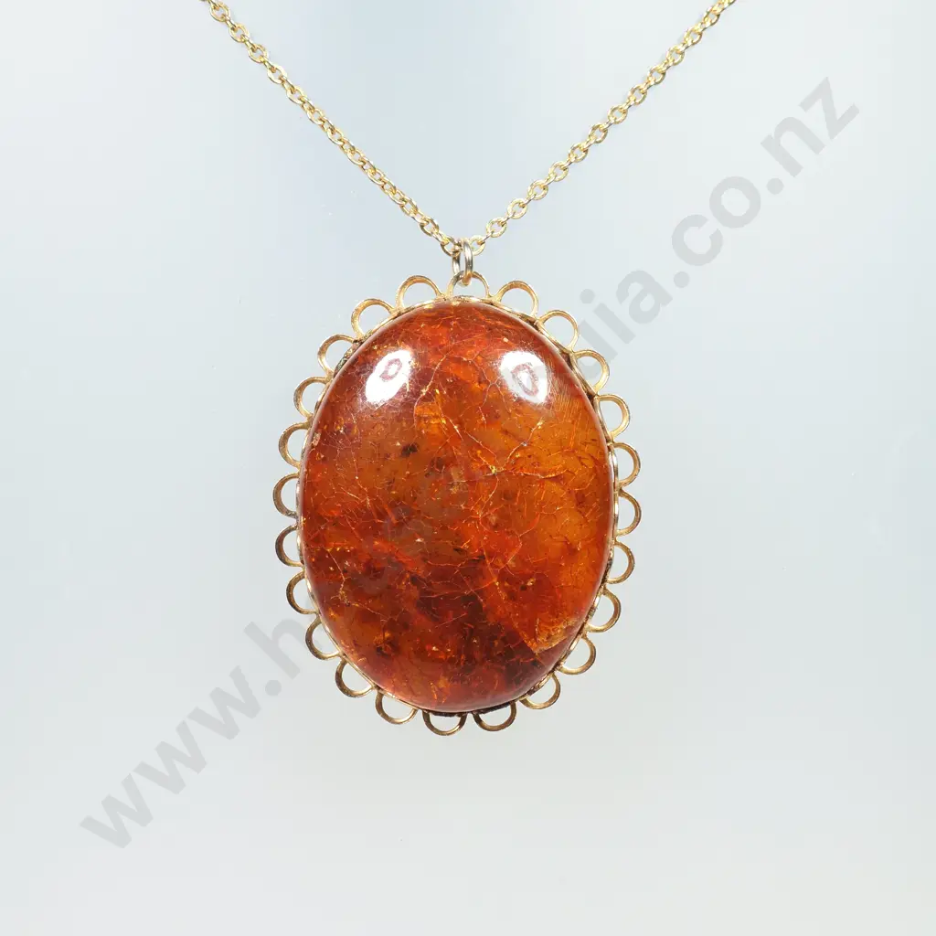 Costume Amber Pendant / Necklace Image 1++