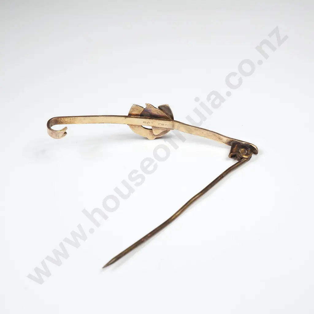Antique 9ct Gold Horse Racing Brooch Image 1++