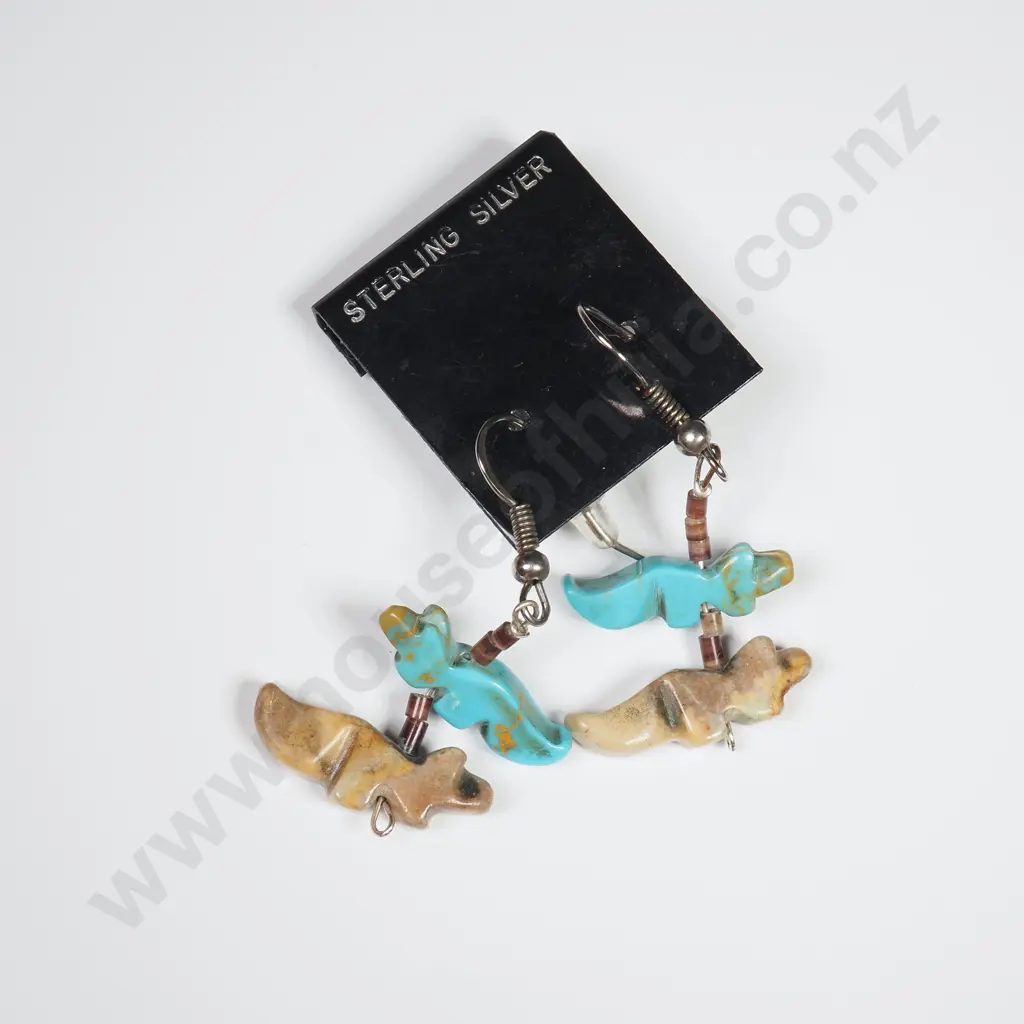 Sterling Silver Dinosaur Mounted Earrings Image 1++