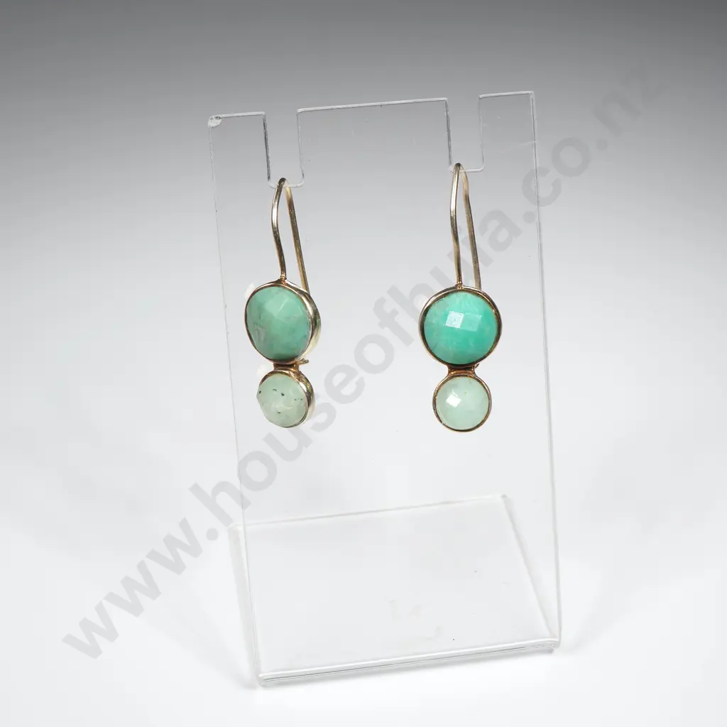 Sterling Silver Gilt & Faceted Stone Earrings Image 1++