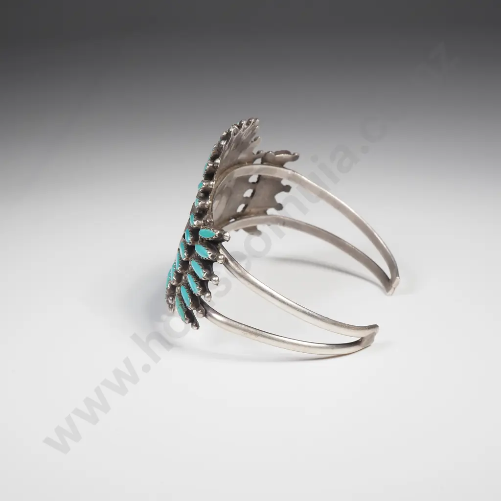 Native American Sterling Silver Bracelet - J & R Nez Image 1++