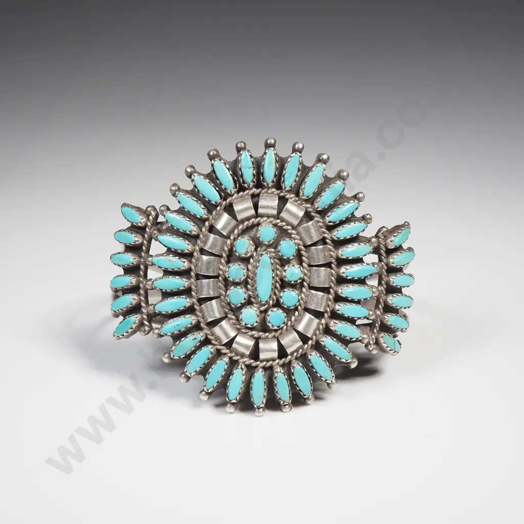 Native American Sterling Silver Bracelet - J & R Nez Image 1++