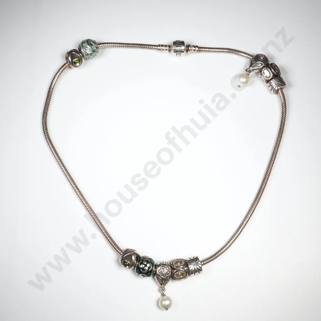 Sterling Silver Pandora Charm Necklace Image 1++