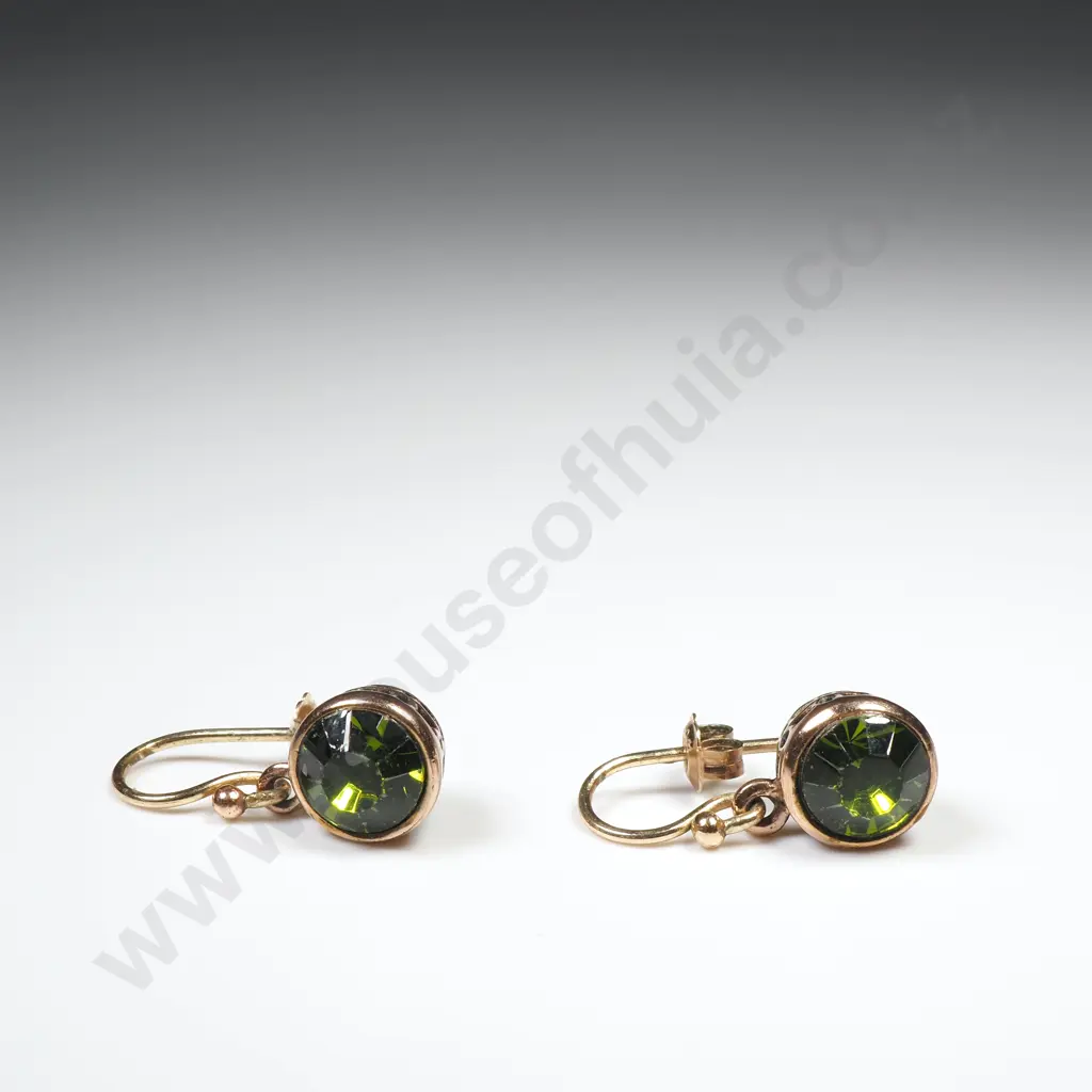 9ct Gold Green Gem Earrings Image 1++