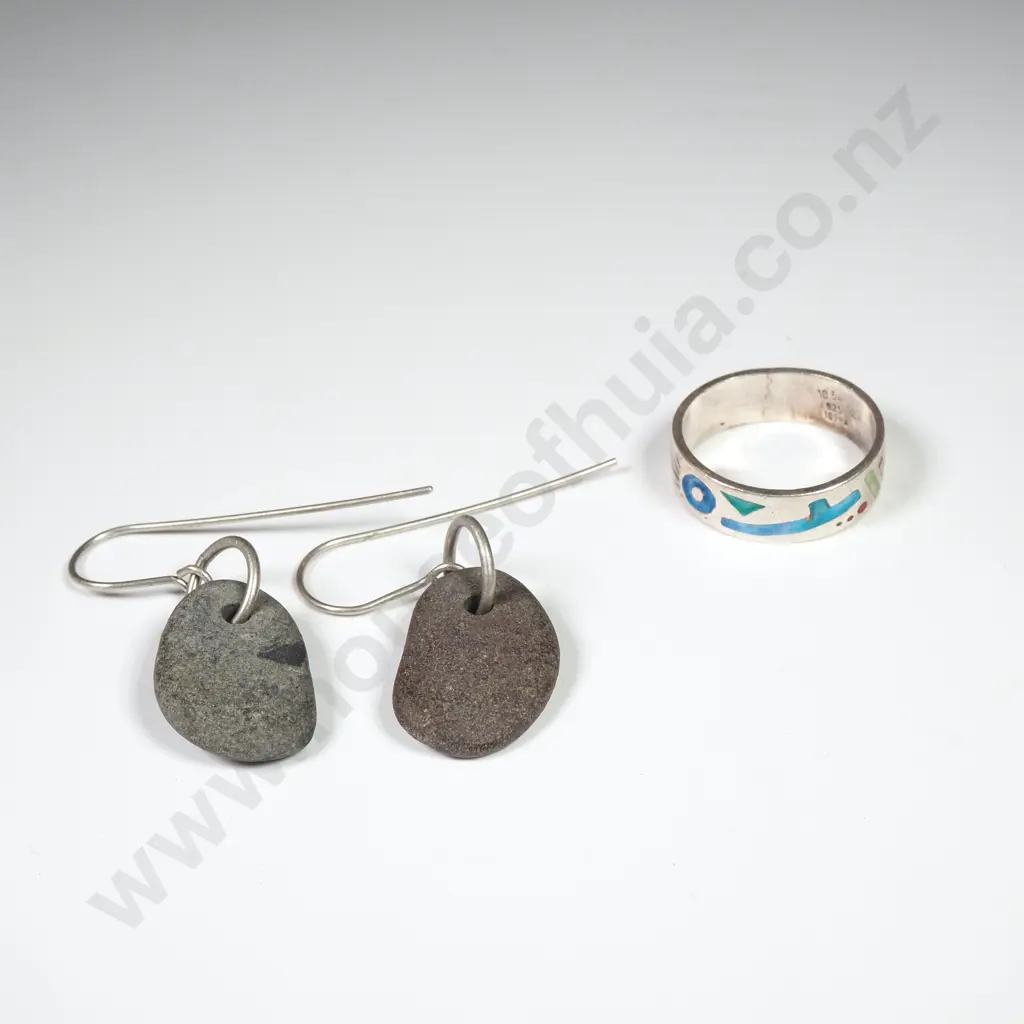 Sterling Silver Ring & Stone Earrings Image 1++