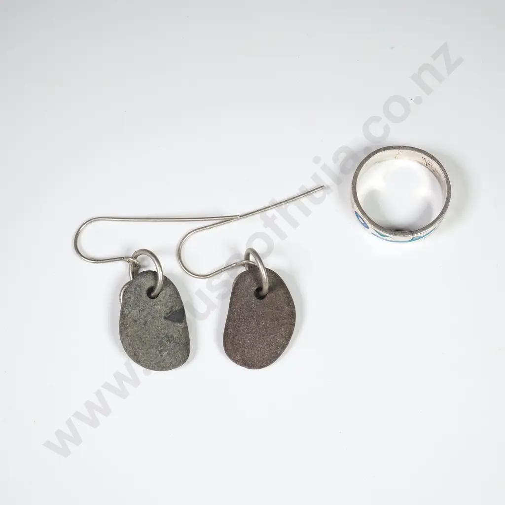 Sterling Silver Ring & Stone Earrings Image 1++