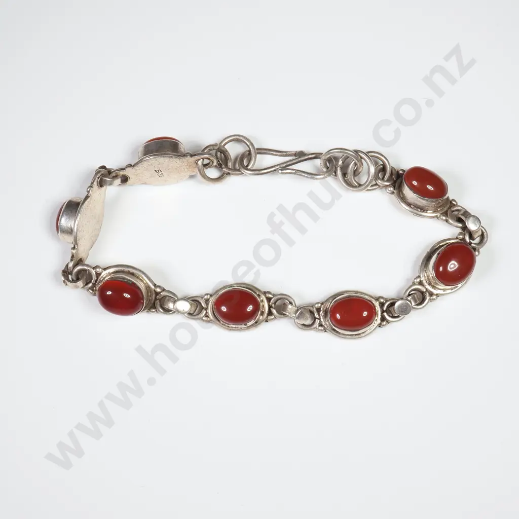 Sterling Silver Red Stone Bracelet Image 1++