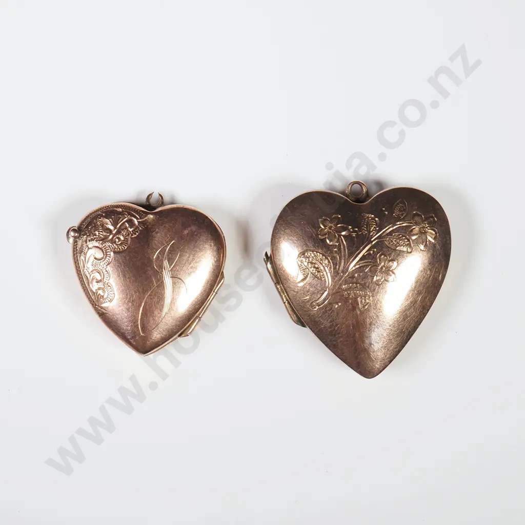 Two 9ct Rolled Gold Heart Lockets Image 1++