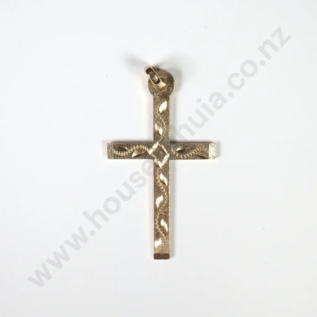 Vintage 9ct Gold Cross Pendant Image 1++