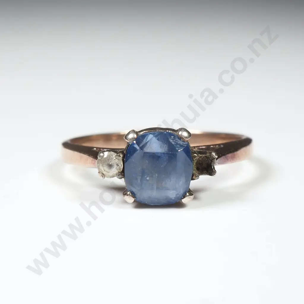 Vintage 9ct Gold Blue Stone Ring A/F Image 1++