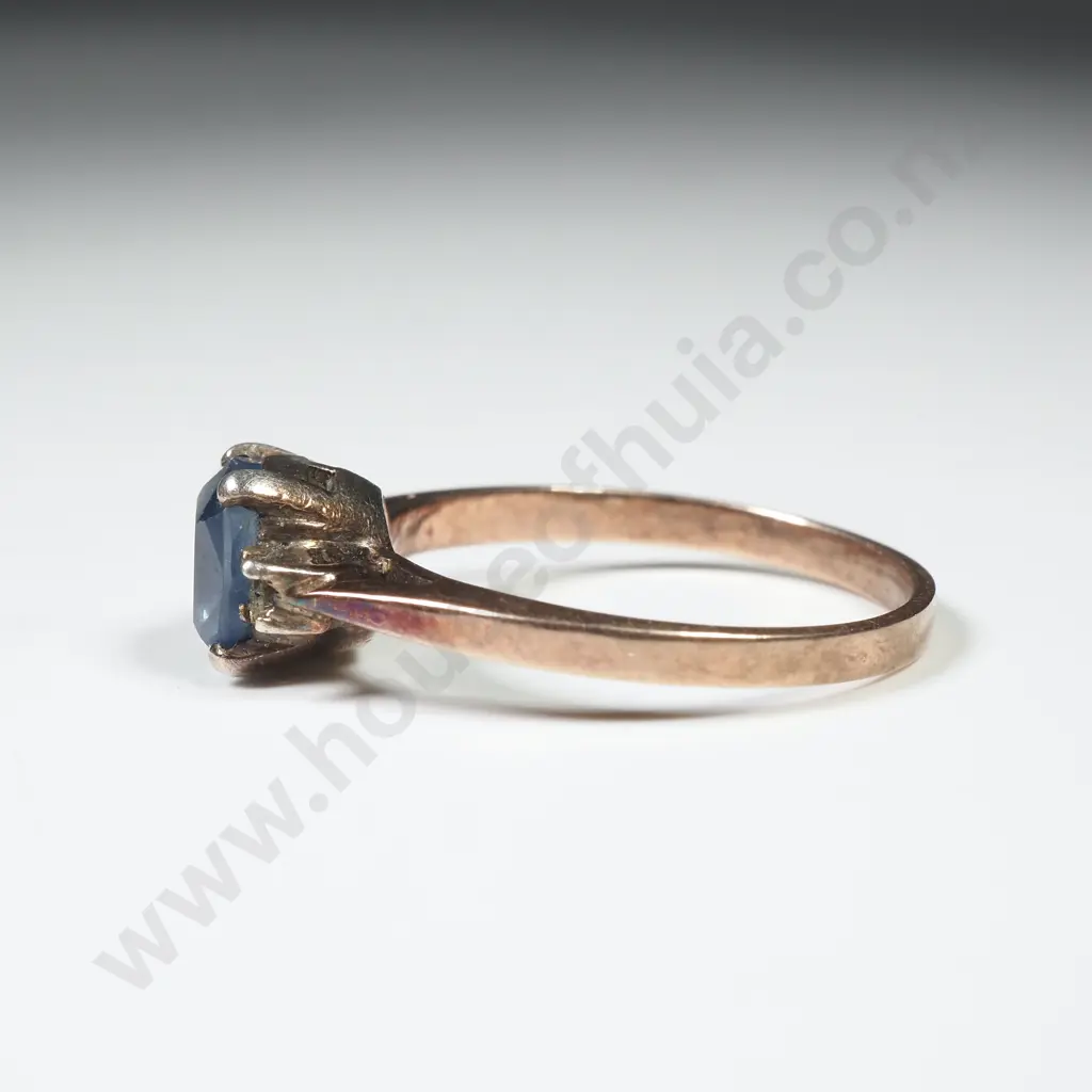 Vintage 9ct Gold Blue Stone Ring A/F Image 1++