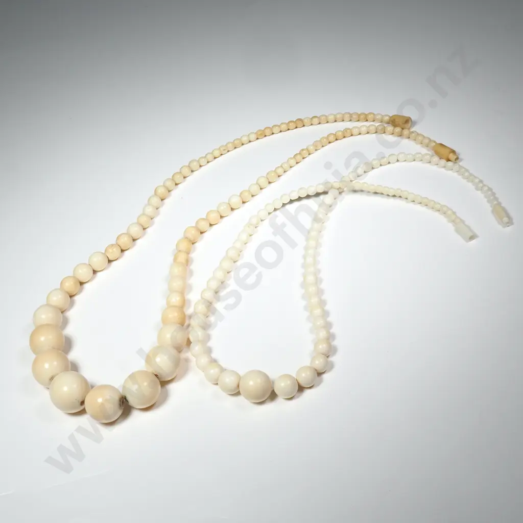 Two Strands of Graduated Ivory Beads Image 1++