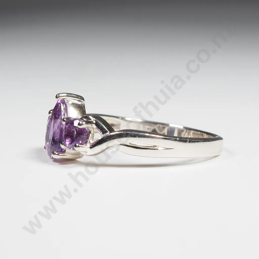 Sterling Silver Moroccan Amethyst Ring w Authenticity Card Image 1++