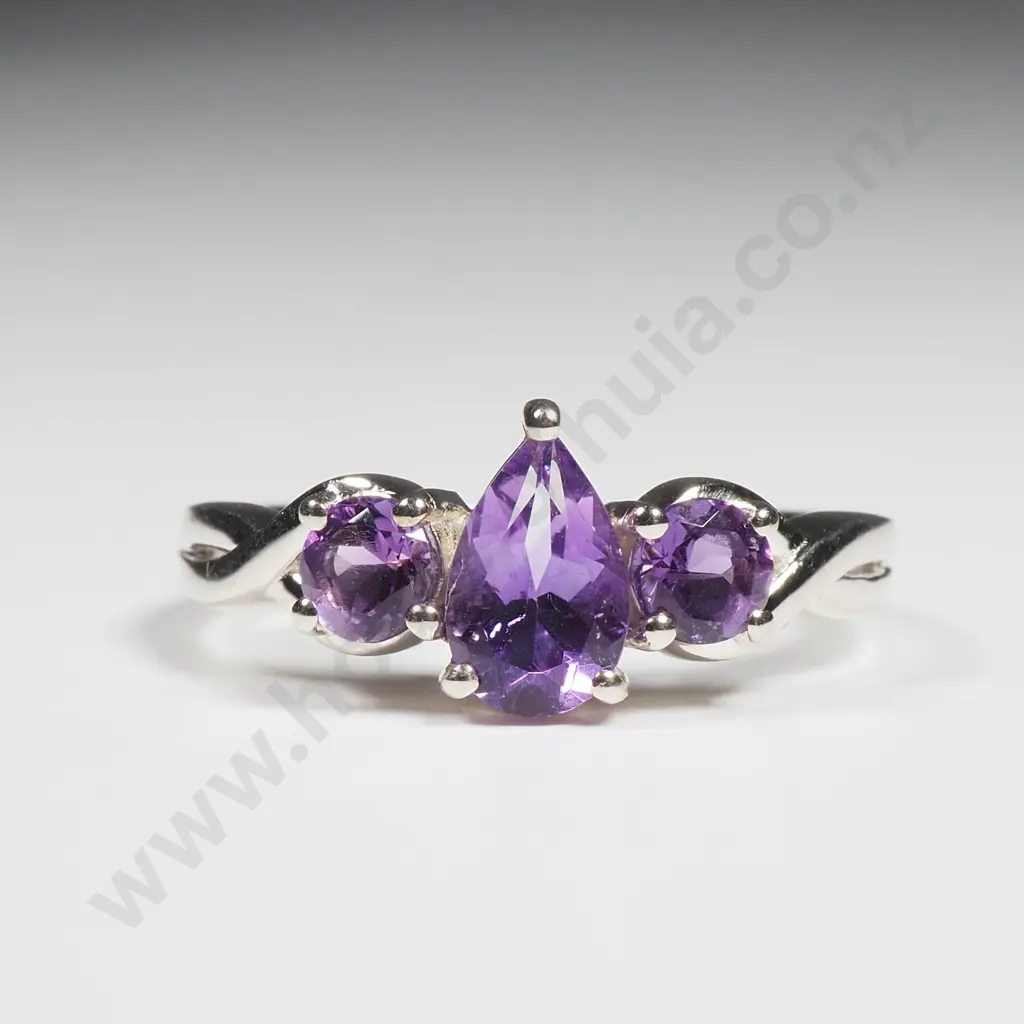 Sterling Silver Moroccan Amethyst Ring w Authenticity Card Image 1++