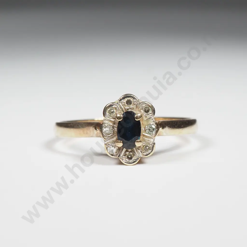 9ct Gold Sapphire And Diamond Ring Image 1++