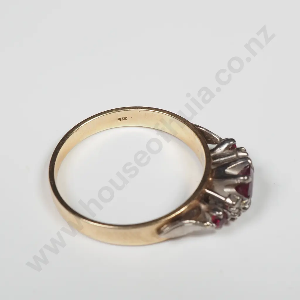9ct Gold Ruby And Diamond Ring Image 1++