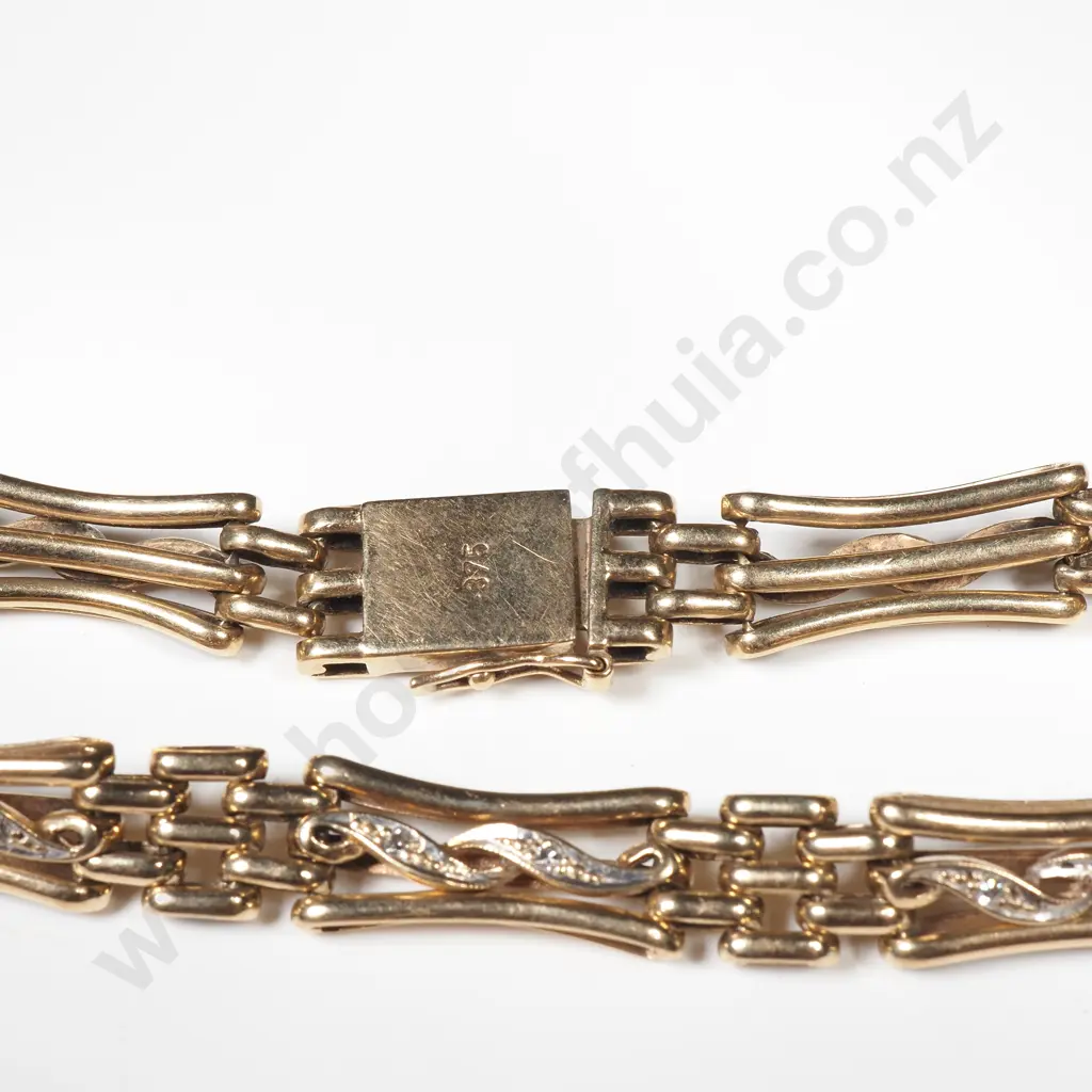 9ct Gold And Diamond Gate Link Bracelet Image 1++