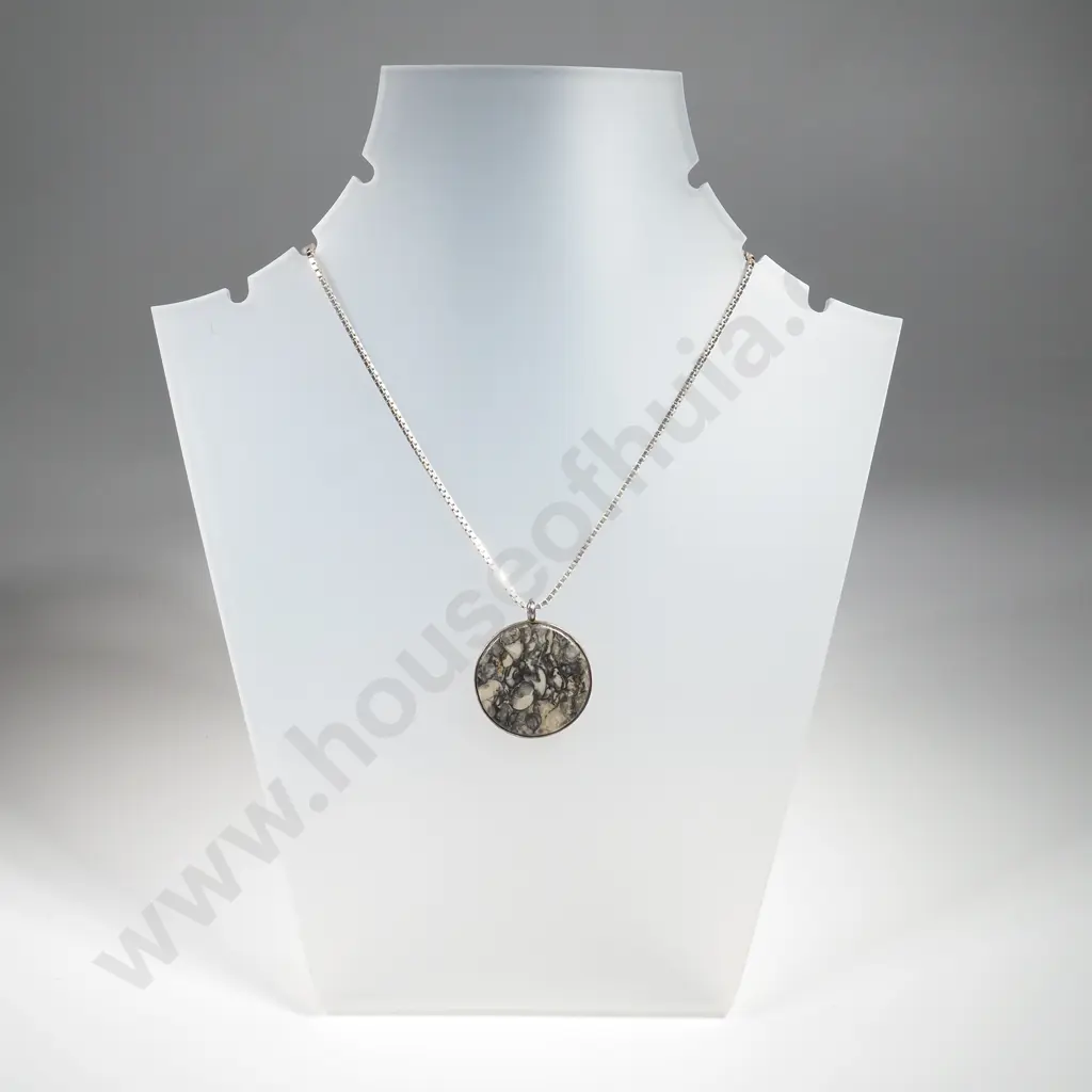 Sterling Silver Stone Pendant & Necklace Image 1++