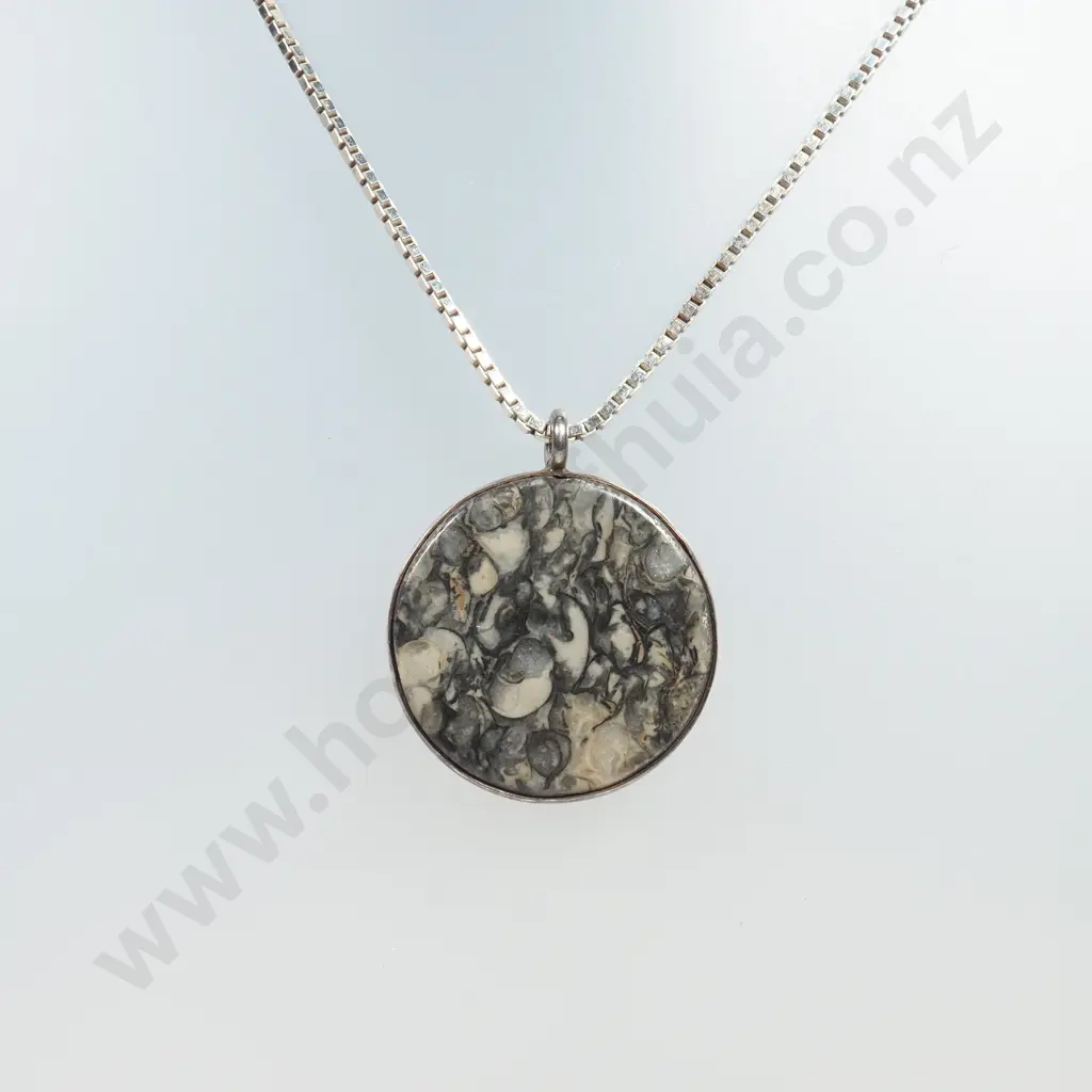 Sterling Silver Stone Pendant & Necklace Image 1++