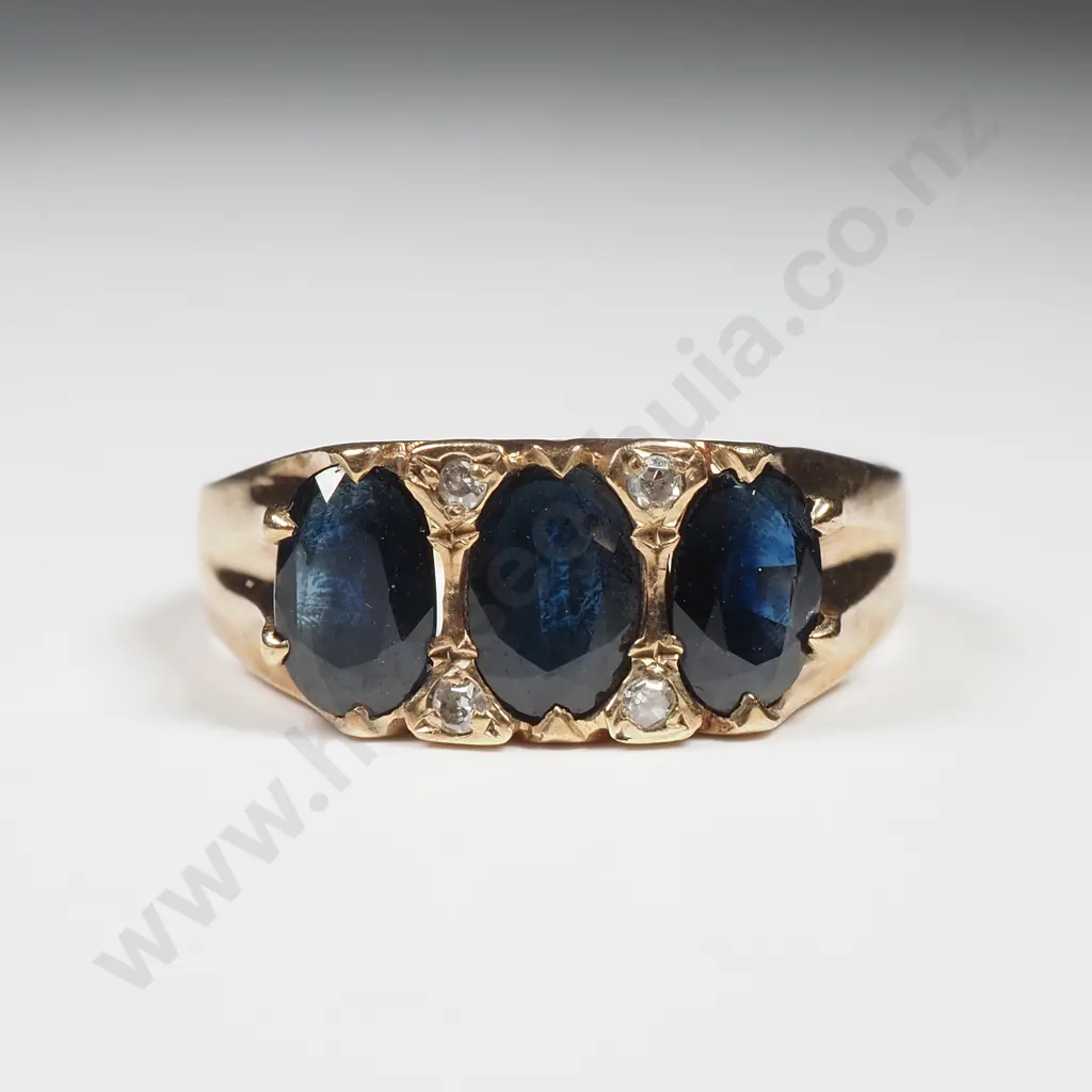9ct Gold Sapphire And Diamond Ring Image 1++