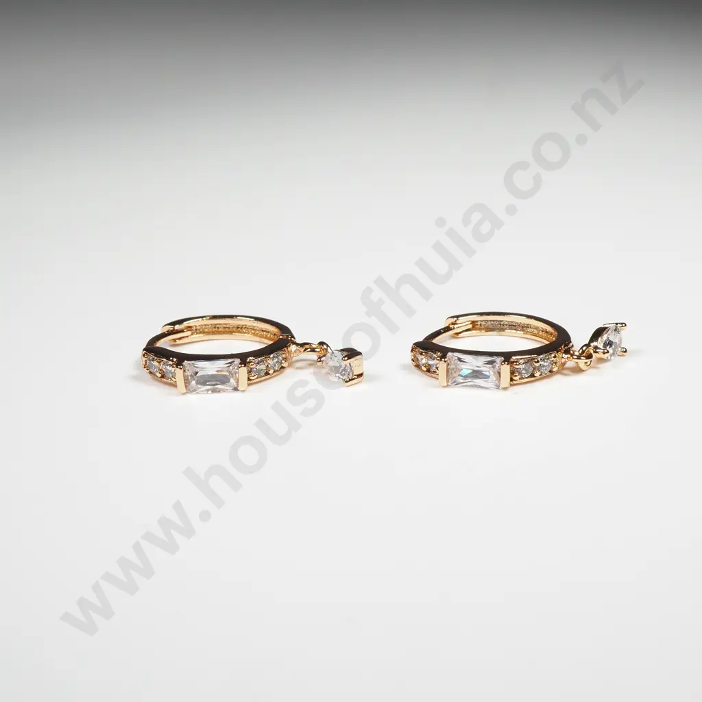 Gold Plated & Cubic Zirconia Small Hoop Earrings Image 1++