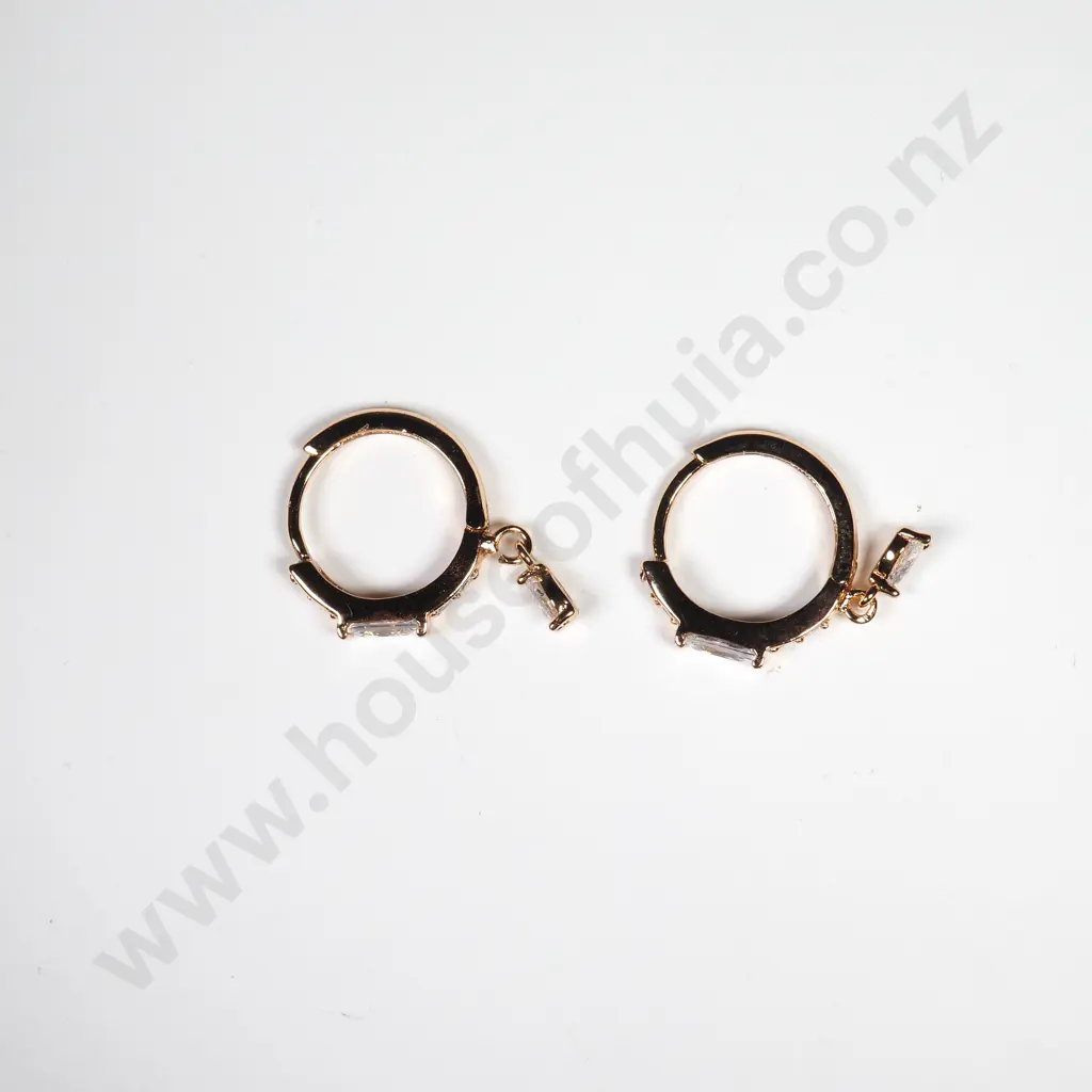 Gold Plated & Cubic Zirconia Small Hoop Earrings Image 1++
