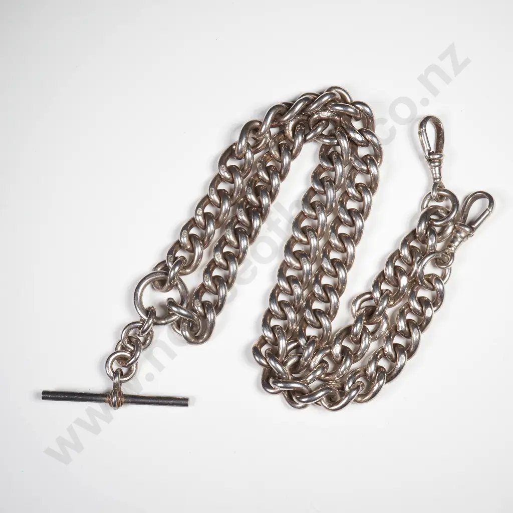 Heavy Sterling Silver Double Albert Curb Link Chain Image 1++