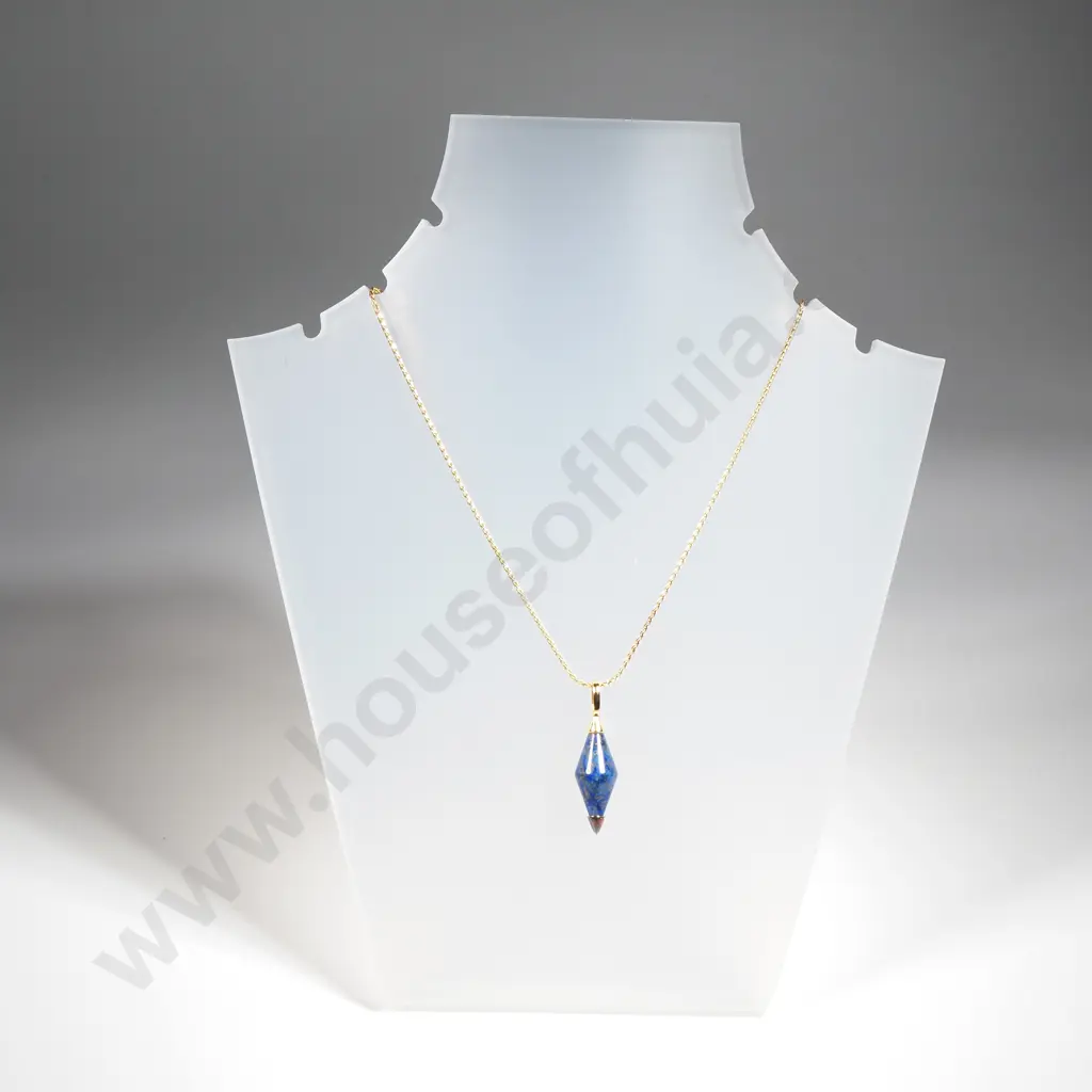 Sterling Silver Gold Tone Lapis Lazuli Pendant w Authenticity Card Image 1++