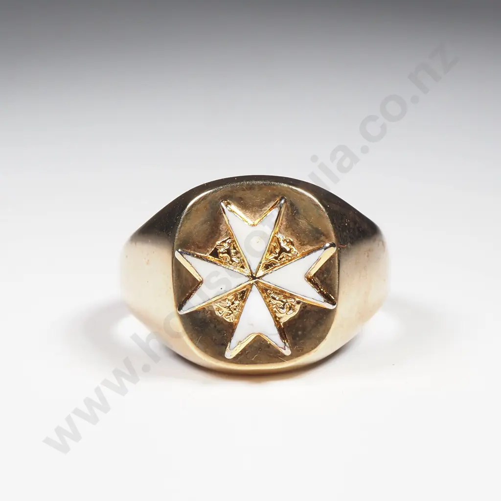 Vintage 9ct Gold St John Ring - To Test Image 1++