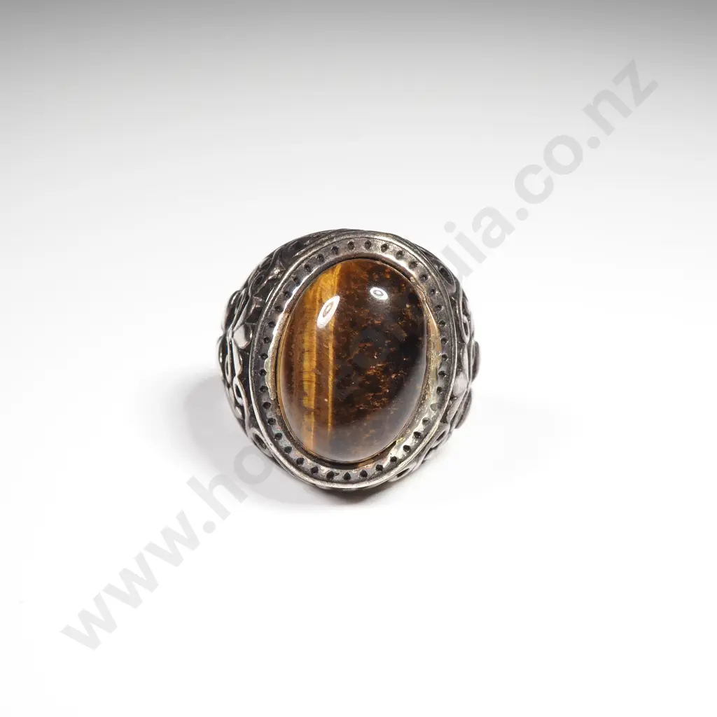 German Silver Tiger Eye Ring Image 1++