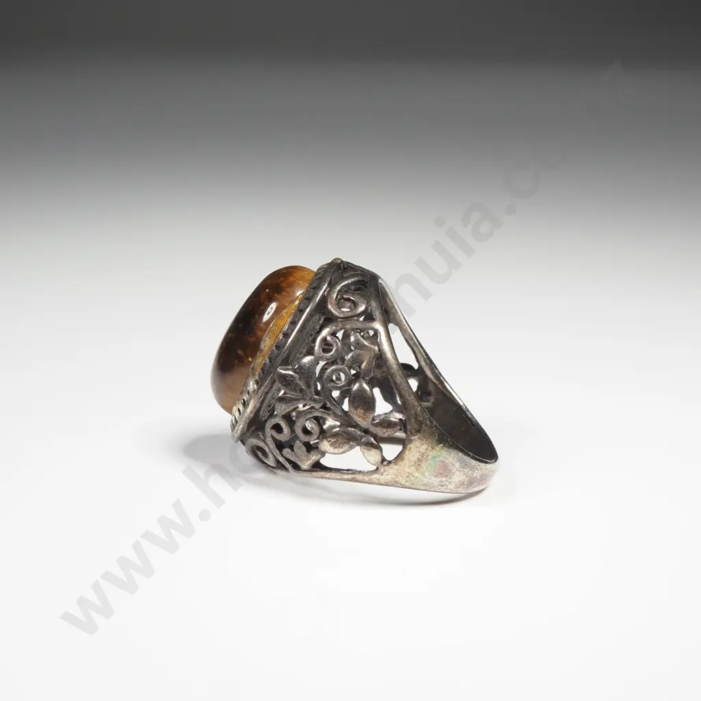 German Silver Tiger Eye Ring Image 1++