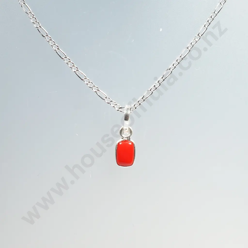 Sterling Silver Coral Pendant with Sterling Silver Image 1++