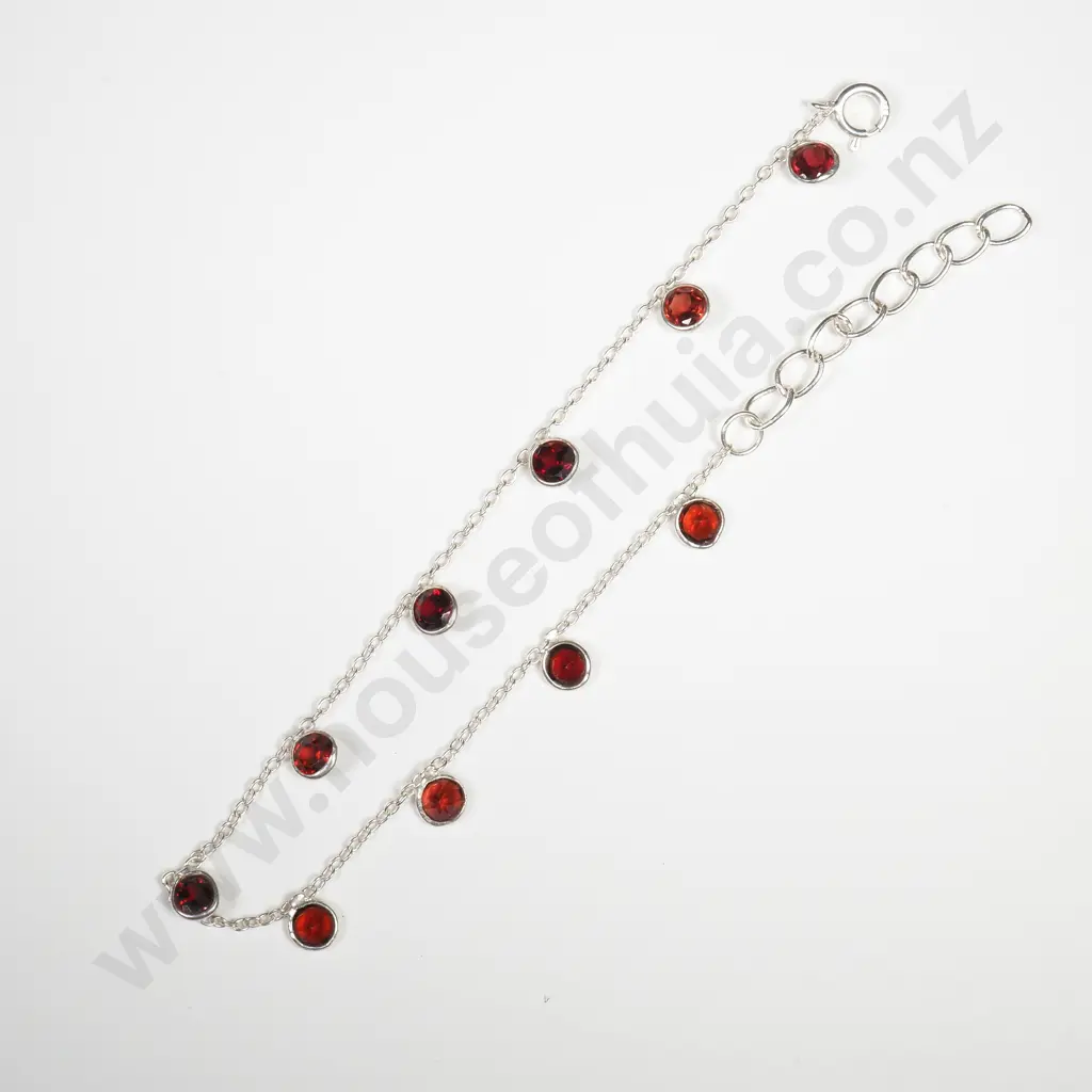 Sterling Silver Garnet Bracelet Image 1++