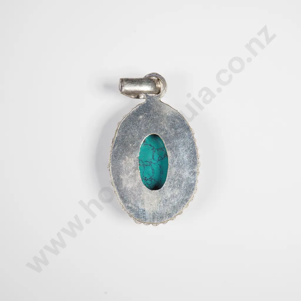 German Silver Turquoise Pendant Image 1++