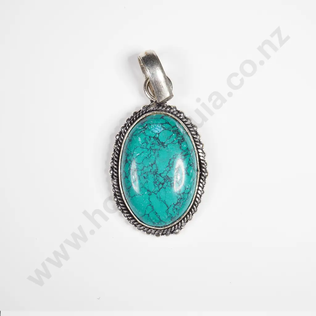 German Silver Turquoise Pendant Image 1++