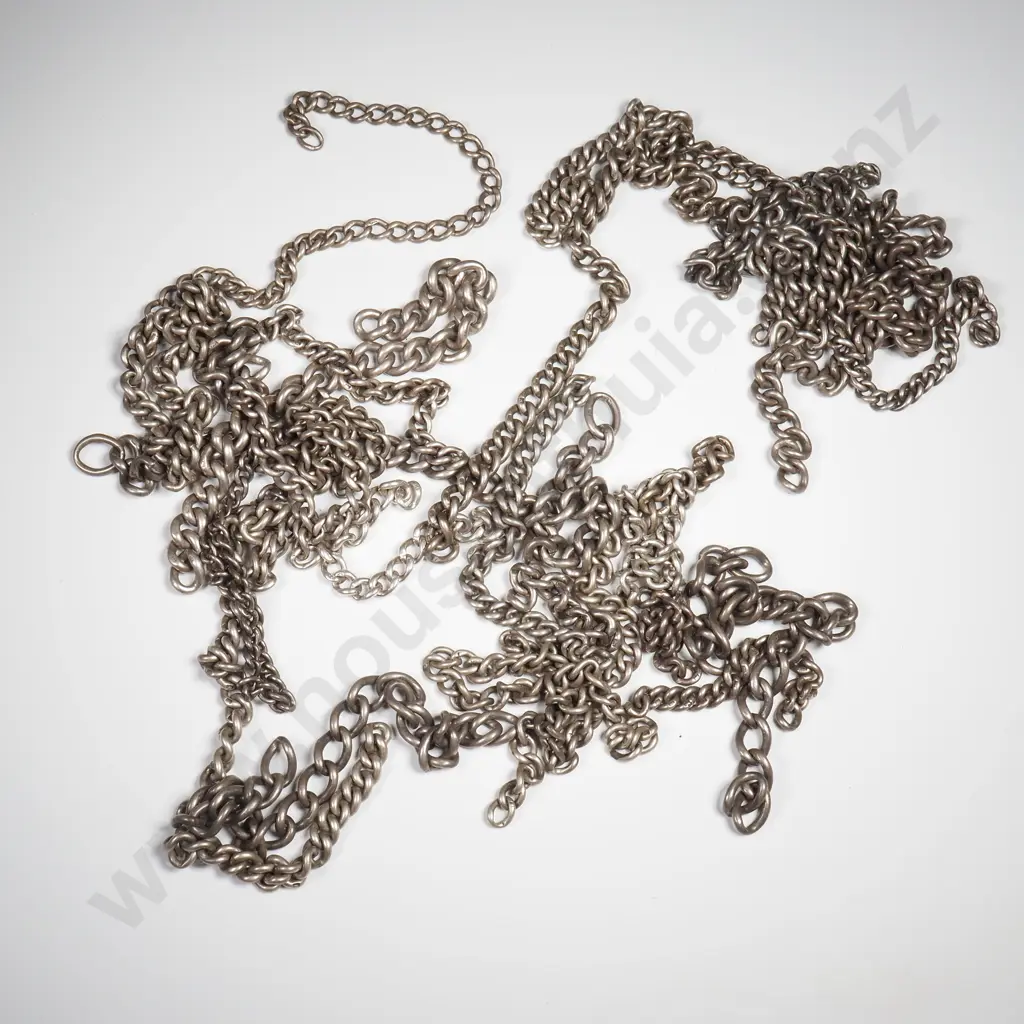 28 X Short Lengths Of Antique Sterling Silver Curb Link Albert Chain Pieces Image 1++