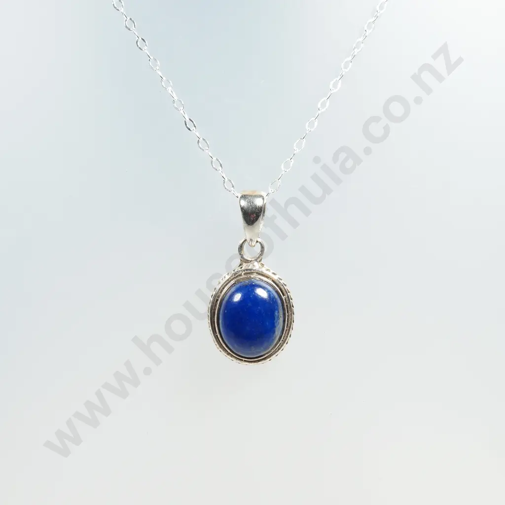 Sterling Silver Lapis Lazuli Pendant & Sterling Silver Chain Image 1++