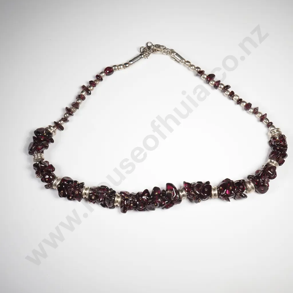 German Silver Garnet Necklace Image 1++