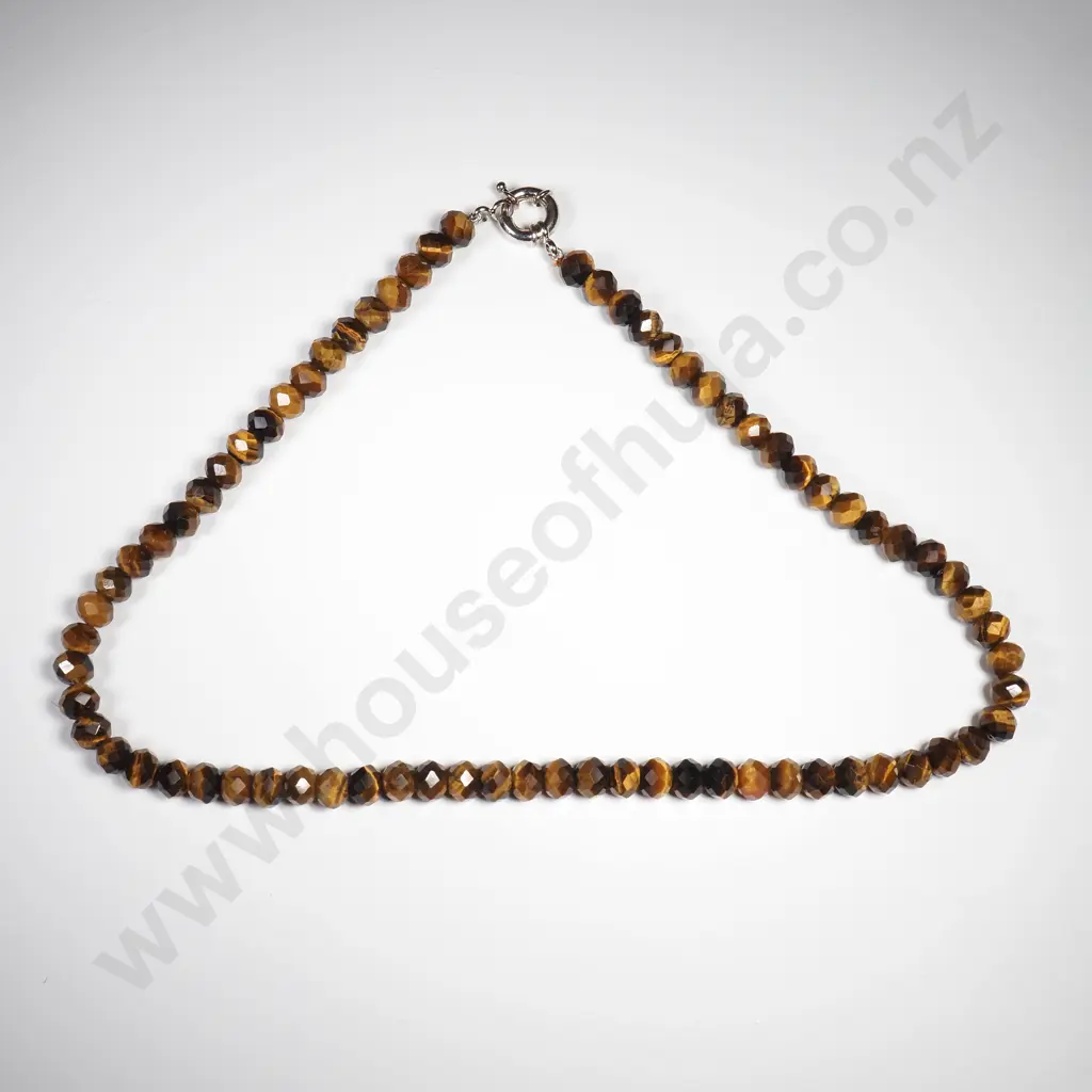 Tigers Eye Faceted Beaded Necklace Image 1++