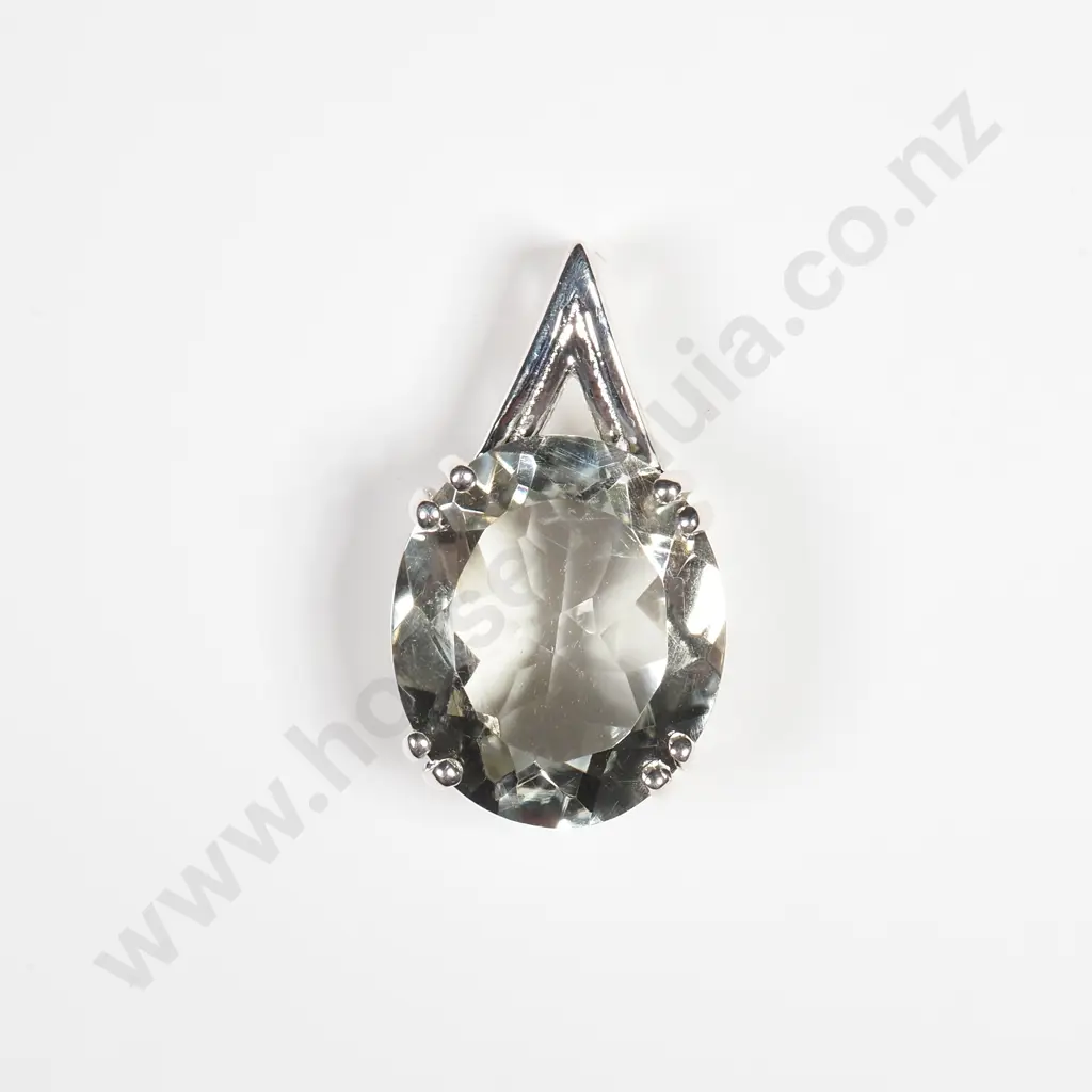 Sterling Silver Prasiolite Pendant w Authenticity Card Image 1++
