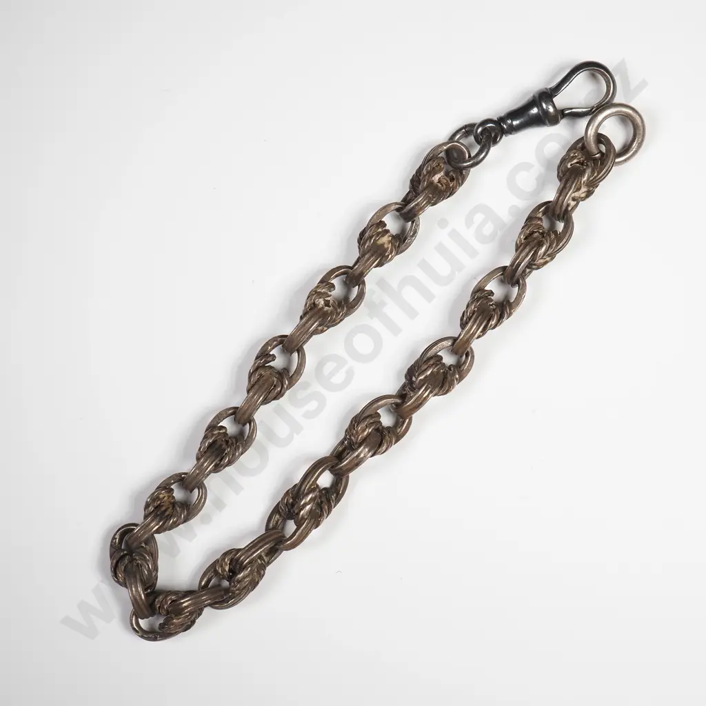 Antique Sterling Silver Prince Of Wales Link Fob Bracelet Image 1++