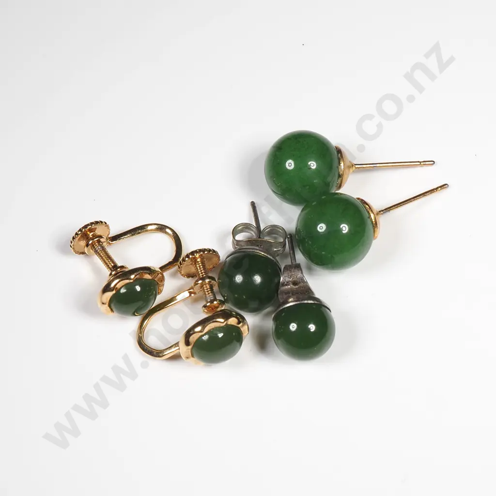Three Pairs of Greenstone Earrings Image 1++